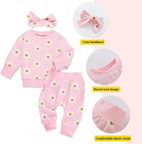 img 3 attached to Newborn Baby Girl Clothes Outfit Set - Long Sleeve Sweatshirt Tops, Pants, Shoes & Headband