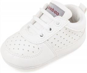 img 4 attached to Comfortable And Stylish Delebao Baby Shoes For Pre-Walkers - White, 6-12 Months