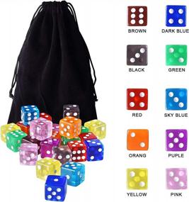 img 2 attached to AUSTOR 100 Pieces 6 Sided Game Dice Set 10 Transparent Colors Square Corner Dice For Tenzi, Farkle, Yahtzee, Bunco Or Teaching Math With Velvet Pouch