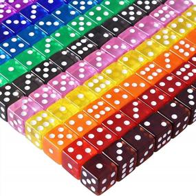 img 3 attached to AUSTOR 100 Pieces 6 Sided Game Dice Set 10 Transparent Colors Square Corner Dice For Tenzi, Farkle, Yahtzee, Bunco Or Teaching Math With Velvet Pouch