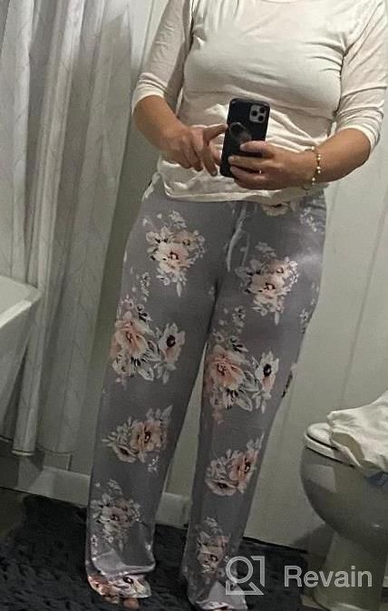 img 1 attached to Women'S Comfy Floral Palazzo Pants: AMiERY Casual Pajama Drawstring Wide Leg Lounge Wear review by Ashley Grant