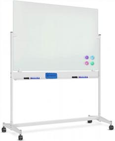 img 4 attached to Mobile Glass Dry Erase Board On Wheels 60" X 40", ZHIDIAN Extra-Large Movable Portable Magnetic Glass Whiteboard With Rolling Stand, Includes 4 Magnets 2 Markers 1 Eraser
