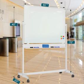 img 3 attached to Mobile Glass Dry Erase Board On Wheels 60" X 40", ZHIDIAN Extra-Large Movable Portable Magnetic Glass Whiteboard With Rolling Stand, Includes 4 Magnets 2 Markers 1 Eraser