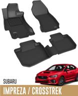 🚗 custom fit car floor liners, kagu series (1st & 2nd row, black) for subaru impreza 2012-2016 / xv crosstrek 2013-2015 / crosstrek 2016-2017 - 3d maxpider all-weather floor mats logo