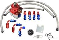 acylph universal adjustable efi aluminum fuel pressure regulator kit with 0-100 psi gauge an6-6an fuel line hose fittings (red&amp logo