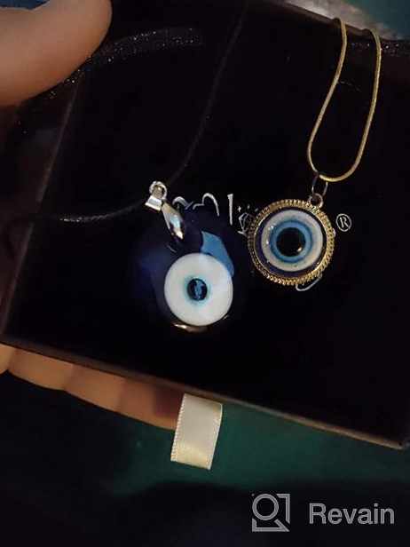 img 1 attached to Blue Evil Eye Protection Necklace and Bracelet Set: Turkish Lucky Pendant, Blue Eyes Glass, Leather Rope Chain/Stainless Steel for Women, Men, Boys, and Girls review by Seth Wood