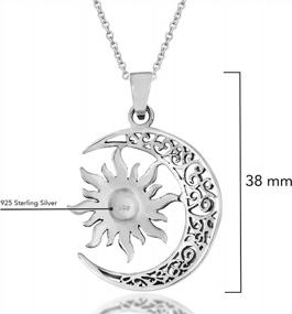 img 2 attached to Celtic-Inspired Sterling Silver Necklace With Crescent Moon And Sun Eclipse Design From AeraVida