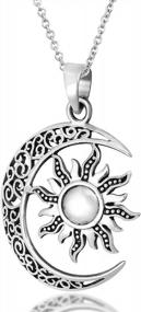 img 3 attached to Celtic-Inspired Sterling Silver Necklace With Crescent Moon And Sun Eclipse Design From AeraVida