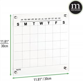 img 2 attached to MDesign Modern Acrylic Calendar For Wall With Dry Erase Marker - Wall Mount Monthly Planner Board For Home, Office, Kitchen - 11.81" Square - Clear/Black Print With Chrome Finish Mounting Hardware