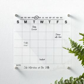 img 3 attached to MDesign Modern Acrylic Calendar For Wall With Dry Erase Marker - Wall Mount Monthly Planner Board For Home, Office, Kitchen - 11.81" Square - Clear/Black Print With Chrome Finish Mounting Hardware
