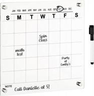 mdesign modern acrylic calendar for wall with dry erase marker - wall mount monthly planner board for home, office, kitchen - 11.81" square - clear/black print with chrome finish mounting hardware logo