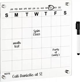 img 4 attached to MDesign Modern Acrylic Calendar For Wall With Dry Erase Marker - Wall Mount Monthly Planner Board For Home, Office, Kitchen - 11.81" Square - Clear/Black Print With Chrome Finish Mounting Hardware
