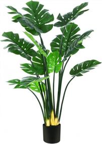 img 4 attached to 14 Leaf FOPAMTRI Artificial Monstera Deliciosa Plant - Perfect Fake Swiss Cheese Tree For Home Garden Office Decor