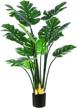 14 leaf fopamtri artificial monstera deliciosa plant - perfect fake swiss cheese tree for home garden office decor logo