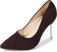 goettin women's shiny fashion pumps with pointed stiletto heels and 10cm charm height logo