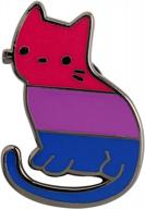 lgbt pride gift: bisexual cat brooch pin - gay jewelry animal lover accessory logo