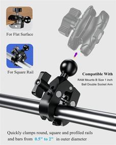 img 1 attached to 📱 BRCOVAN Aluminum Alloy 1-Inch Ball Handlebar Clamp Mount Base for Rails 0.5 to 2 Inches in Diameter, Compatible with RAM Mounts B Size 1-Inch Ball Double Socket Arm and Bike Motorcycle Phone Mount Holder