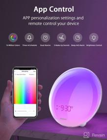 img 1 attached to 🕗 NexiGo Sunrise Alarm Clock with APP & Voice Control, Bedside Reading Light, Dual Alarms, 9 Special Lighting Modes, 5 Natural Sounds, and 11 Sleep Aid Sound Night Light