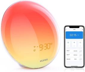 img 4 attached to 🕗 NexiGo Sunrise Alarm Clock with APP & Voice Control, Bedside Reading Light, Dual Alarms, 9 Special Lighting Modes, 5 Natural Sounds, and 11 Sleep Aid Sound Night Light