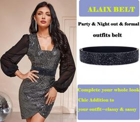 img 1 attached to Sparkling Rhinestone Elastic Waist Belt For Women'S Party Dress- ALAIX Stretchy Shiny Bling Belt