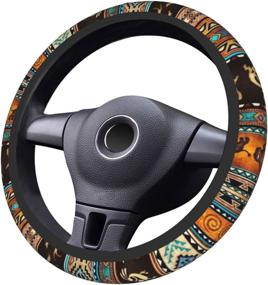 img 4 attached to Boho Ethnic Pattern Steering Wheel Cover 15 Inch