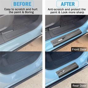 img 3 attached to 🔒 ANMOSVO Door Sill Guards for Ford Bronco - 3M Adhesive & Anti Scratch Door Sill Protector Welcome Pedal Scuff Plate Interior Accessories Cover for Bronco 2021 2022 4 Door (4PCS) - High Quality Protection for Your Bronco Doors!