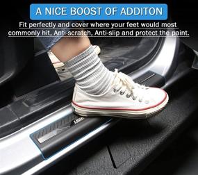 img 2 attached to 🔒 ANMOSVO Door Sill Guards for Ford Bronco - 3M Adhesive & Anti Scratch Door Sill Protector Welcome Pedal Scuff Plate Interior Accessories Cover for Bronco 2021 2022 4 Door (4PCS) - High Quality Protection for Your Bronco Doors!