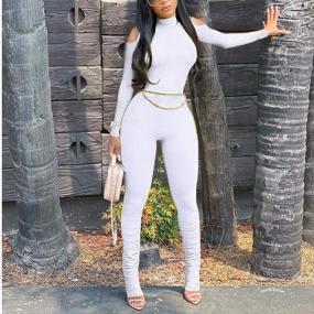 img 1 attached to Get Ready To Turn Heads With Our Women'S Long Sleeve Bodycon Jumpsuit With Cold Shoulder And Chain Detail - Perfect For Clubbing