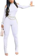 get ready to turn heads with our women's long sleeve bodycon jumpsuit with cold shoulder and chain detail - perfect for clubbing logo