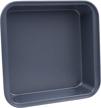 donoucls nonstick square cake pans bakeware, 9-inch heavy duty carbon steel premium baking pan, gray logo