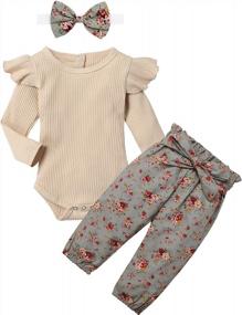 img 4 attached to 👶 Cute Baby Girl Winter Outfit: KANGKANG Baby Romper + Pant Set in Light Brown - 3pcs