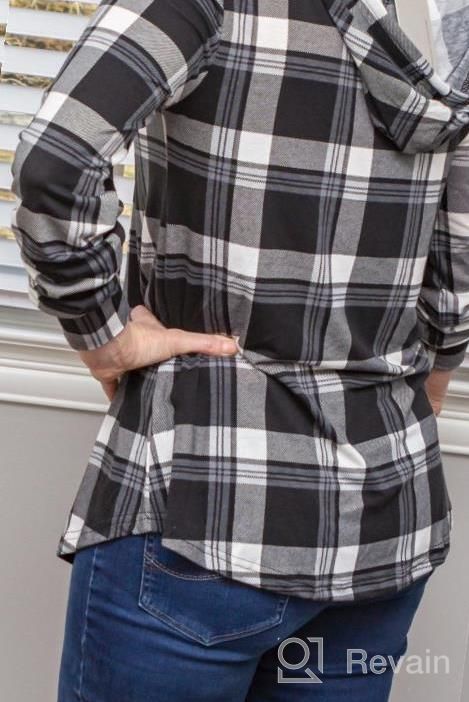 img 1 attached to Women'S Zip V Neck Tunic Shirt, Lightweight Plaid Long Sleeve Tops review by Lisa Farley