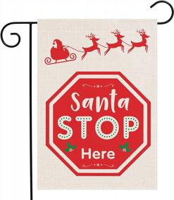 img 4 attached to Rustic Outdoor Christmas Decorations - Santa Stop Here Garden Flag 12.5" X 18" Double-Sided Burlap Winter Yard Flag - Holiday Flags Perfect For Your Outdoor Décor Needs