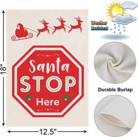 img 1 attached to Rustic Outdoor Christmas Decorations - Santa Stop Here Garden Flag 12.5" X 18" Double-Sided Burlap Winter Yard Flag - Holiday Flags Perfect For Your Outdoor Décor Needs