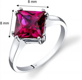 img 2 attached to 14K White Gold 3.25 Carat Princess Cut Peora Created Ruby Solitaire Ring For Women - 8Mm, Size 7