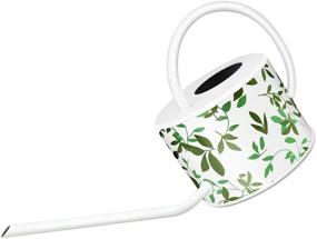 img 4 attached to Decorative Leaves Printed Galvanized Steel Watering Can - 40 Oz Capacity With Easy Pour Gooseneck Spout For Indoor Plant Watering (Floral Pattern) By Megawodar