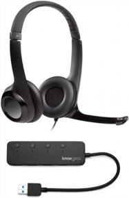 img 2 attached to 🎧 Logitech H390 USB Headset with Noise Cancelling Mic and Knox Gear 4 Port USB Hub Bundle: Ultimate Audio Solution with Added Connectivity