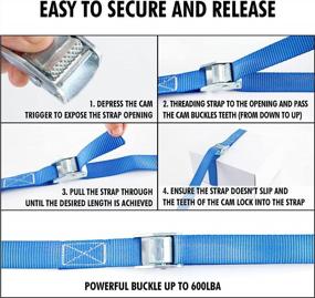 img 1 attached to Secure Your Cargo With Cartman 12' Lashing Straps - 600Lbs Capacity, 8Pk In Blue Carry Bag