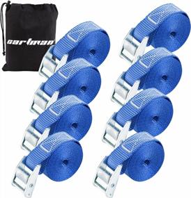 img 4 attached to Secure Your Cargo With Cartman 12' Lashing Straps - 600Lbs Capacity, 8Pk In Blue Carry Bag