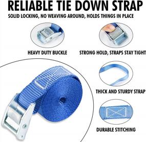 img 3 attached to Secure Your Cargo With Cartman 12' Lashing Straps - 600Lbs Capacity, 8Pk In Blue Carry Bag