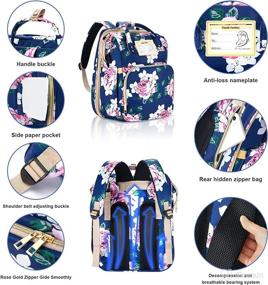 img 1 attached to 🌸 Motababy Floral Diaper Bag Backpack: 3-in-1 Organizer with Changing Station, Foldable Baby Bed, and Stroller Hook for Girls and Boys