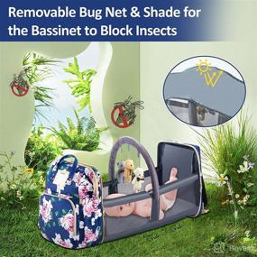 img 2 attached to 🌸 Motababy Floral Diaper Bag Backpack: 3-in-1 Organizer with Changing Station, Foldable Baby Bed, and Stroller Hook for Girls and Boys