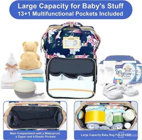 img 3 attached to 🌸 Motababy Floral Diaper Bag Backpack: 3-in-1 Organizer with Changing Station, Foldable Baby Bed, and Stroller Hook for Girls and Boys