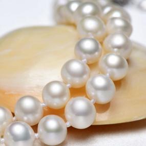 img 3 attached to High-Quality Freshwater Cultured Round Pearl Necklace In Sterling Silver With AAAA Graded White Pearls, Perfect For Women'S Neckwear In 18"/20" Length