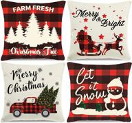 transform your home for the holidays with hajack's christmas pillow covers - set of 4 festive 18x18 inches throw pillow cases in buffalo plaid, perfect for winter and christmas decorations logo