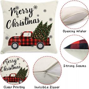 img 3 attached to Transform Your Home For The Holidays With HAJACK'S Christmas Pillow Covers - Set Of 4 Festive 18X18 Inches Throw Pillow Cases In Buffalo Plaid, Perfect For Winter And Christmas Decorations