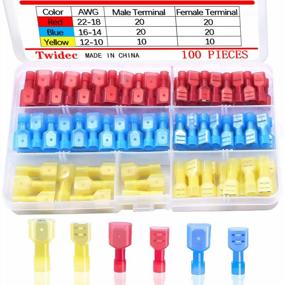 img 4 attached to Complete Set Of 100 Nylon Spade Connectors Kit For 22-10 Gauge Wiring | Quick Disconnect Insulated Male And Female Wire Spade Terminal | Assortment Kit N-004 By Twidec