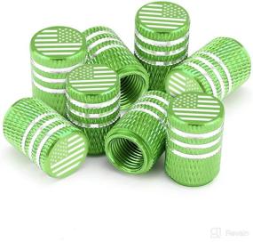 img 4 attached to Premium Metal Rubber Seal Tire Valve Caps - Set of 8, Green American Flag Design | Universal Fit for Cars, SUVs, Bikes, Trucks, Motorcycles