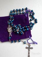 img 1 attached to Nazareth Store Vintage Religious Rosary Necklace with Deep Blue Crystal Beads, Catholic Prayer Pendant including Jerusalem's Holy Soil Medal and Cross - Holy Land Antique Rosaries Collection review by Christopher Holker