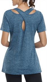 img 2 attached to Stay Stylish And Comfortable During Your Yoga Practice With Kimmery'S Criss Cross Back Yoga Shirt